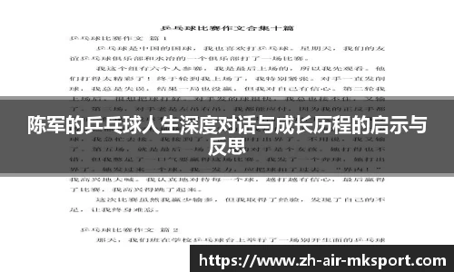 陈军的乒乓球人生深度对话与成长历程的启示与反思
