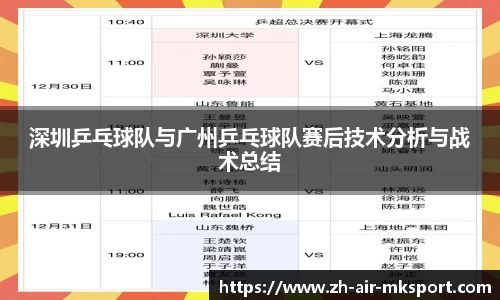 深圳乒乓球队与广州乒乓球队赛后技术分析与战术总结